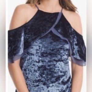 New WHBM Crushed Velvet Blue Top Medium
